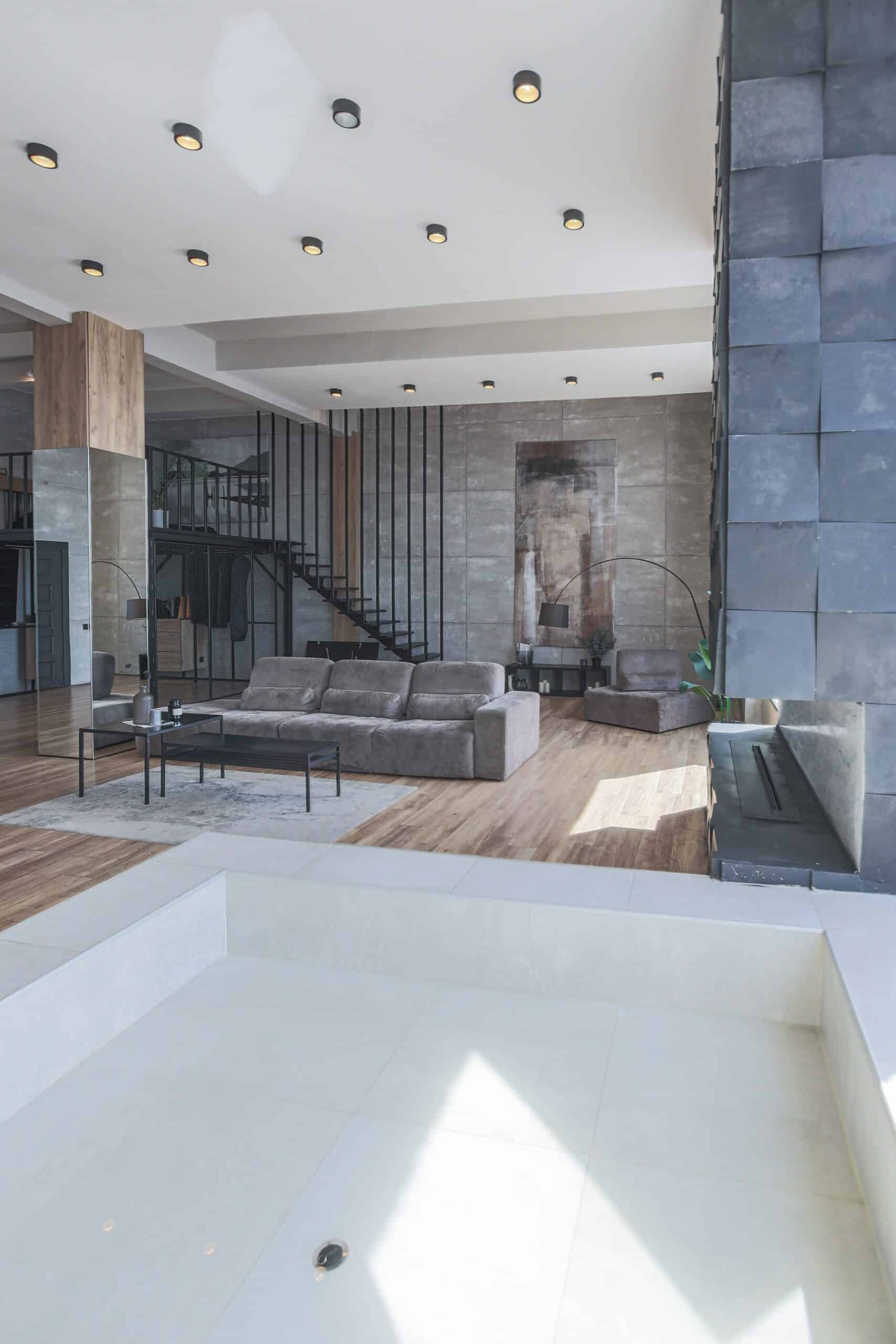 Stylish,Minimalistic,Restrained,Modern,Interior,Of,A,Two storey,Apartment,Without